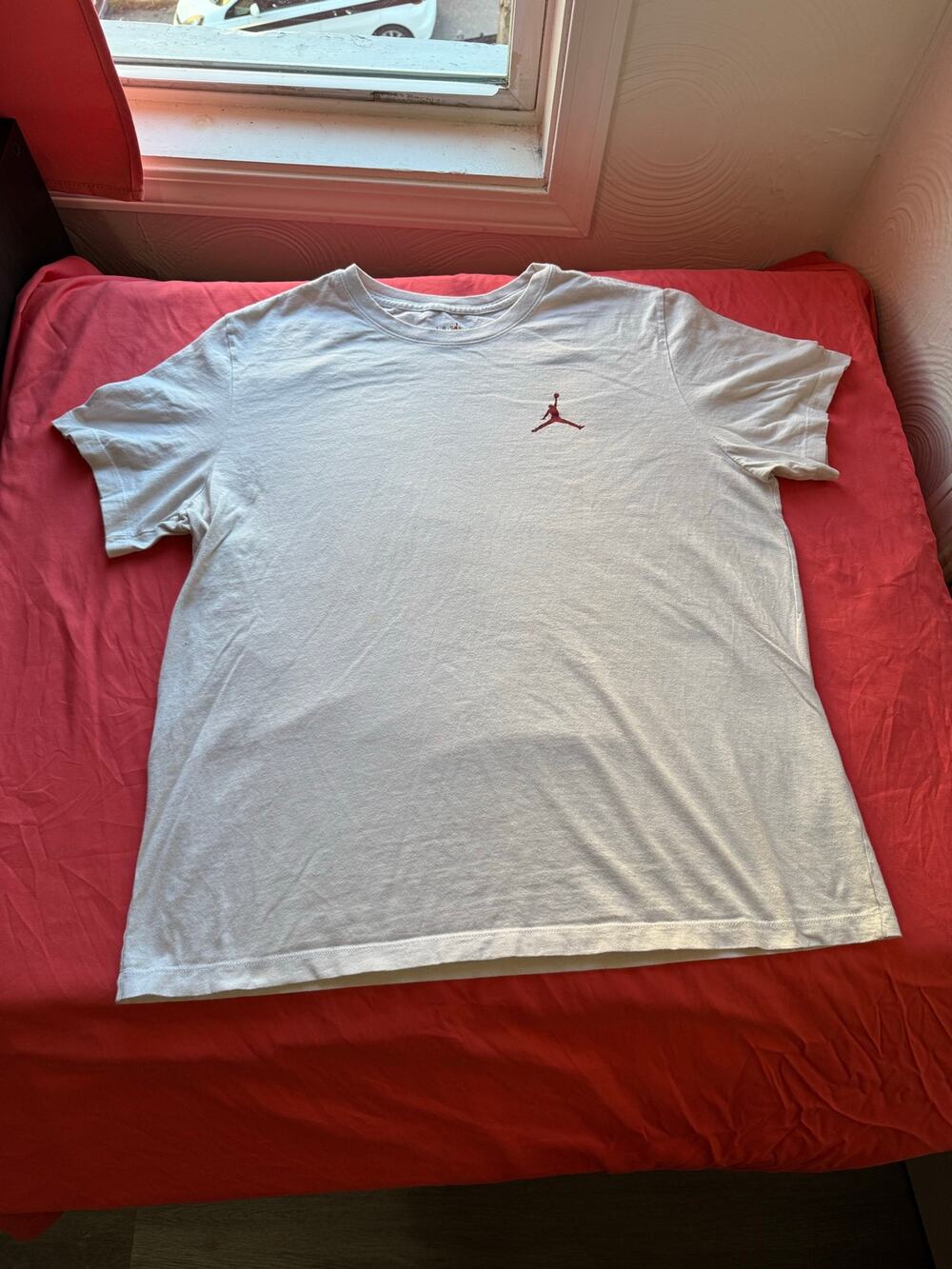 Jordan Brand Jumpman Crewneck T-Shirt White Red Logo Men's Size XL
